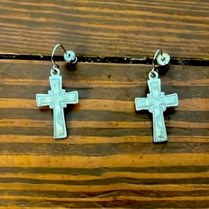 Silver cross earrings-not real silver